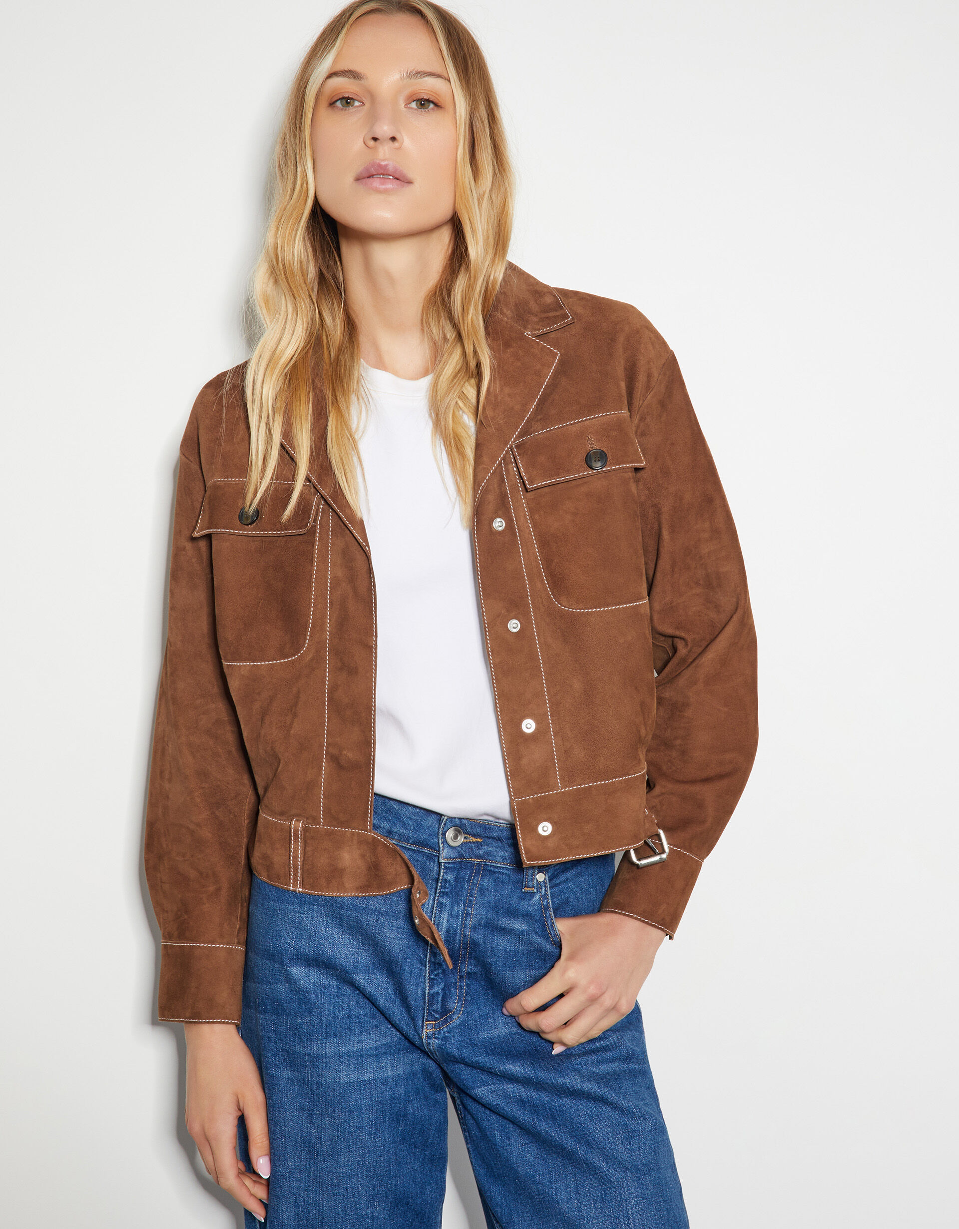 Iris Crop Suede Jacket Tan | Women's Jackets | Monsoon US.