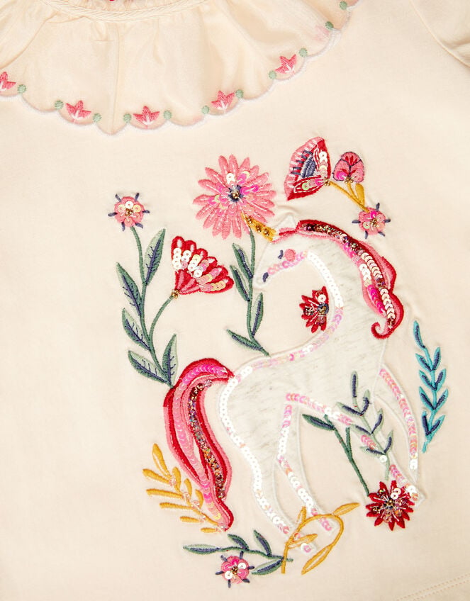 Sequin Unicorn Collar Top, Ivory (IVORY), large