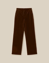 Mila Velvet Straight Leg Trousers, Green (KHAKI), large