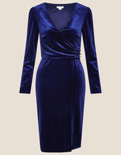 Shelly Plain Velvet Dress, Blue (BLUE), large