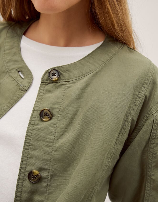 Colette Linen Blend Jacket, Green (KHAKI), large