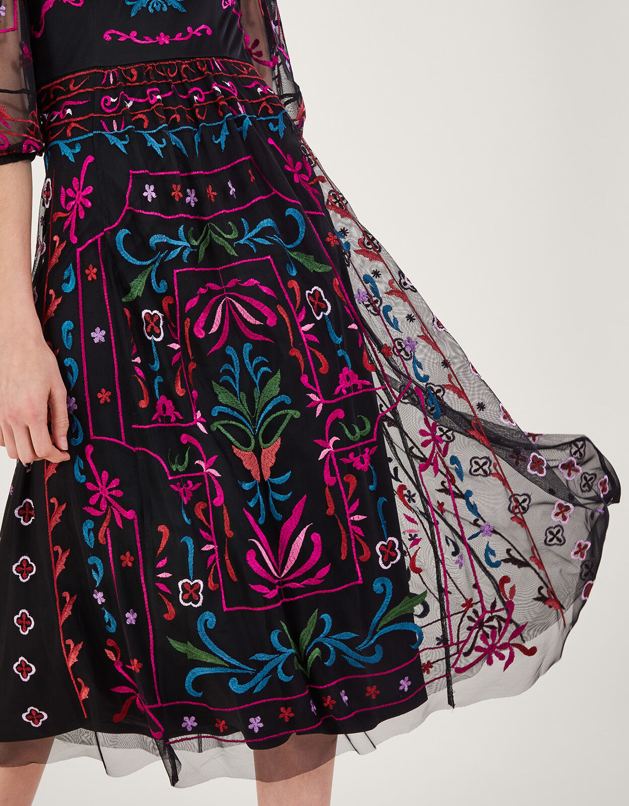Monsoon alba print tea dress sales
