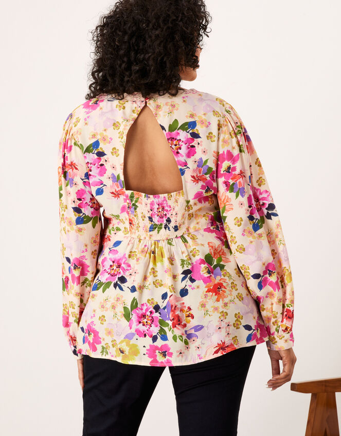 Florella Floral Print Blouse, Ivory (IVORY), large