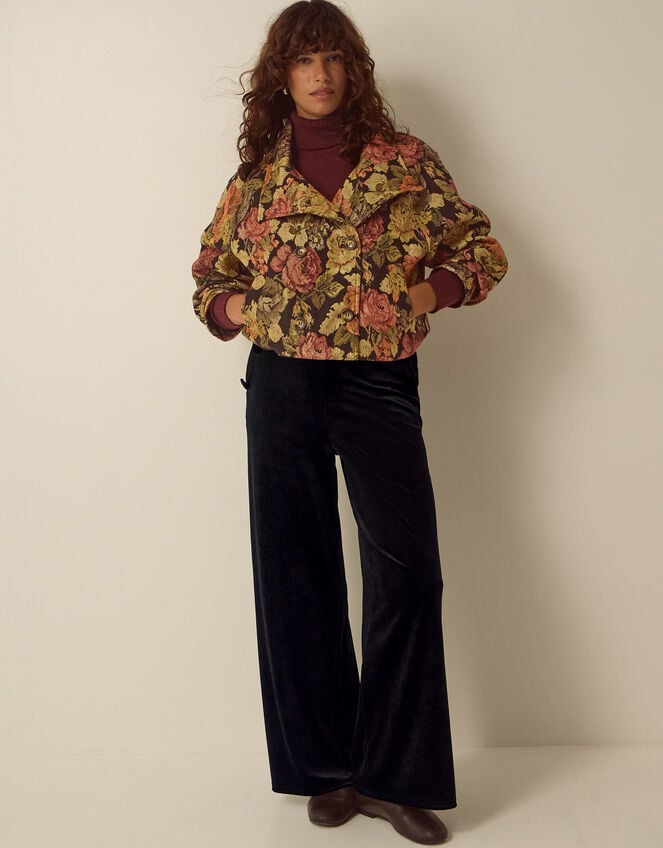 Verna Velvet Wide Leg Trousers, Black (BLACK), large