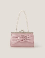 Satin Rose Bow Mini Bag, Pink (PALE PINK), large