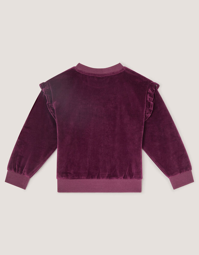 Bow Embellished Velour Sweatshirt, Brown (BROWN), large