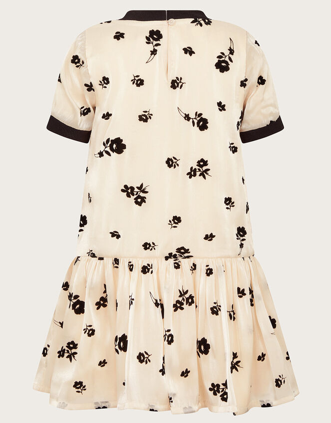 Floral Print Organza Dress, Black (BLACK), large