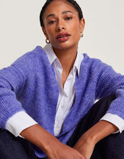 Super-Soft Edge to Edge Cardigan with Recycled Polyester, Blue (BLUE), large
