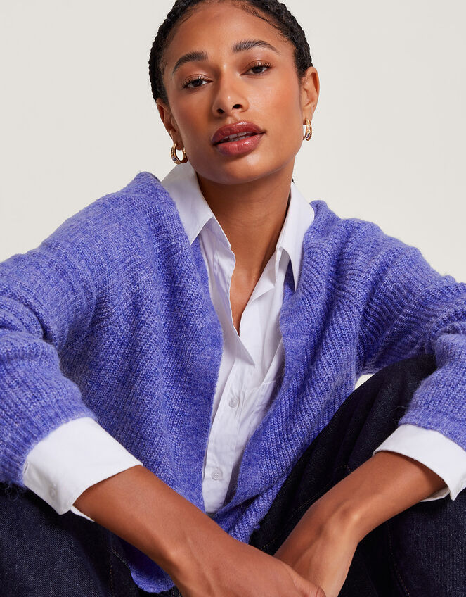 Super-Soft Edge to Edge Cardigan with Recycled Polyester, Blue (BLUE), large