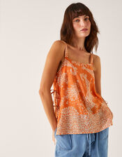 Madison Paisley Print Cami Top, Orange (ORANGE), large