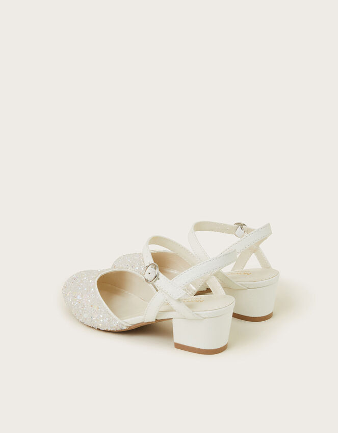 Sparkle Closed-Toe Strappy Heels, Ivory (IVORY), large