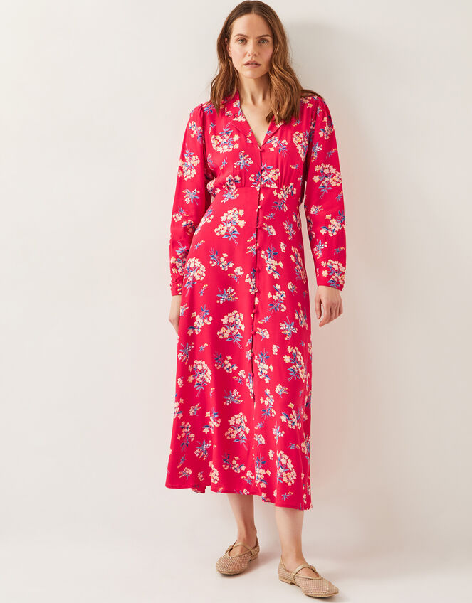 Sarah Floral Print Midi Dress, Red (RED), large