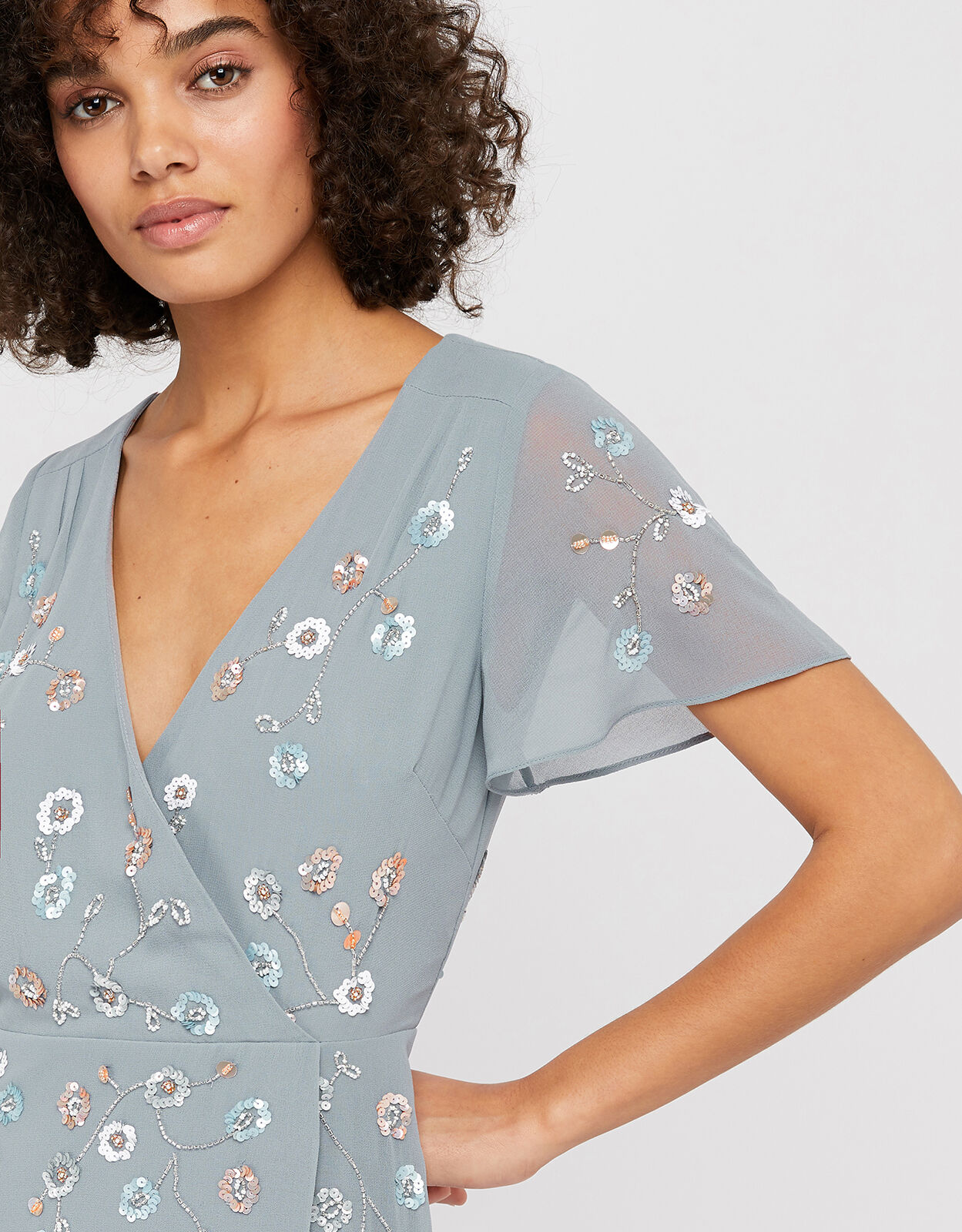 Monsoon grey embellished dress top
