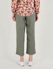 Pull-On Trousers in Linen Blend, Green (KHAKI), large