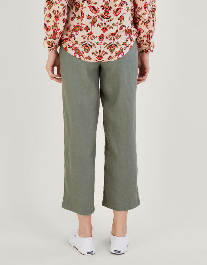 Pull-On Trousers in Linen Blend, Green (KHAKI), large