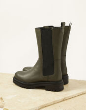 Saphira Stomper Leather Boots, Green (KHAKI), large