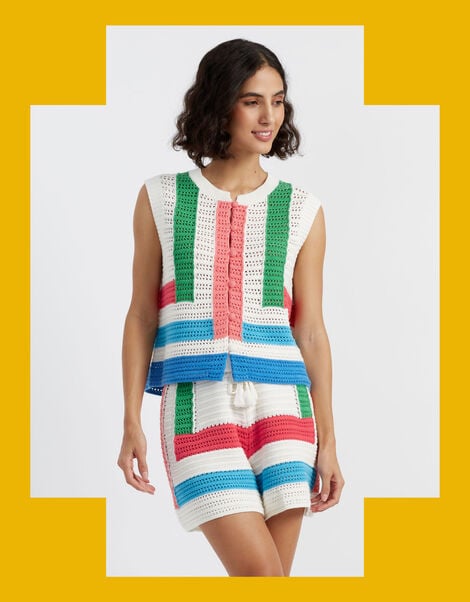 Chinti & Parker Capri Crochet Vest, Multi (MULTI), large