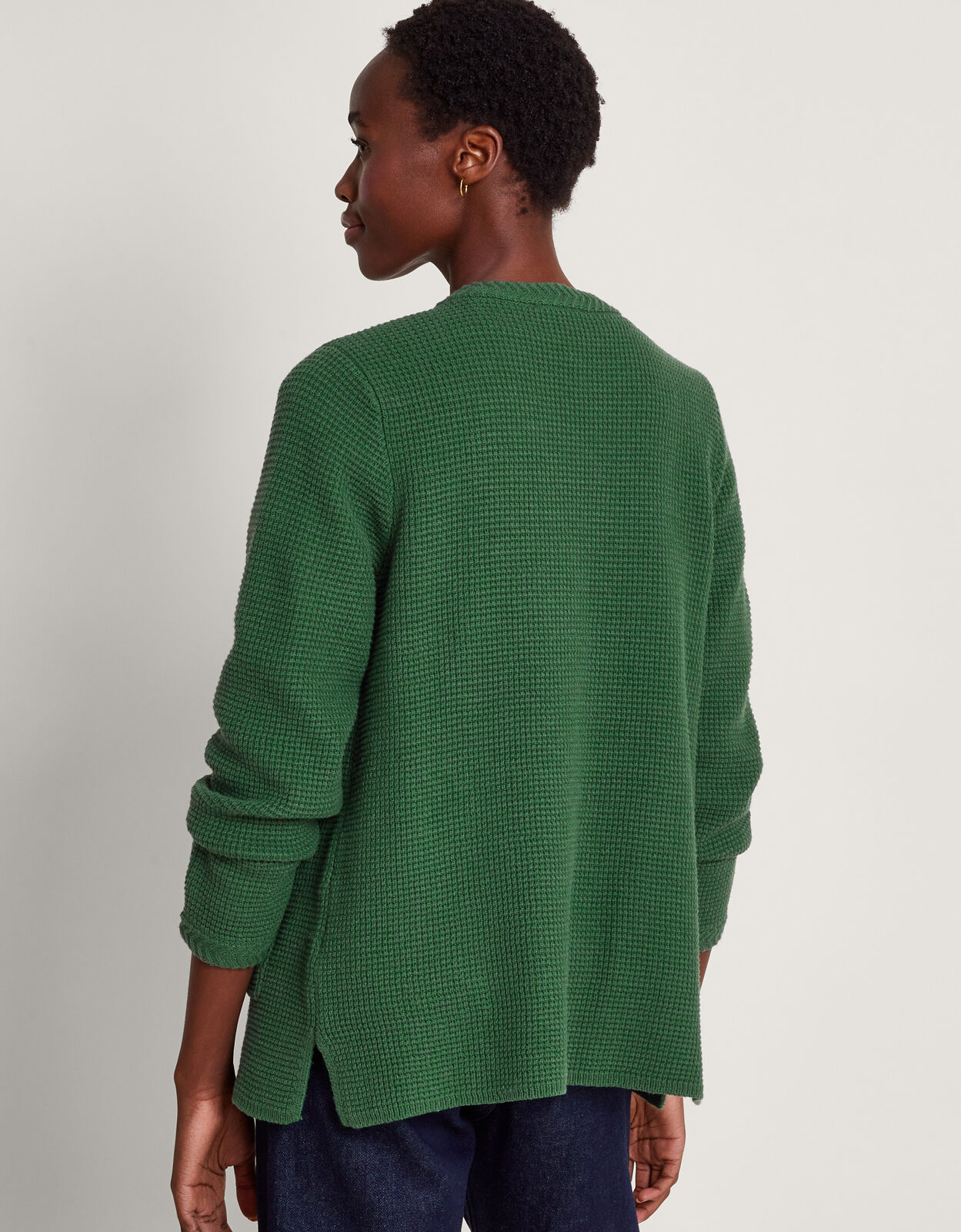 Green crew shop neck cardigan