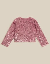 Monsoon x Queens of Archive Velvet Bow Sequin Jacket, Pink (PINK), large