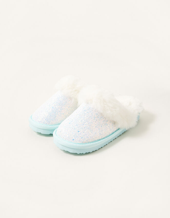 Glitter Faux Fur Slippers, Multi (MULTI), large