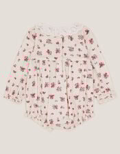Newborn Floral Print Romper, Ivory (IVORY), large