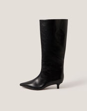 Kate Pointed Kitten Heel Boots, Black (BLACK), large