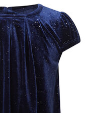 Baby Sparkle Velvet Dress with Recycled Fabric, Blue (NAVY), large
