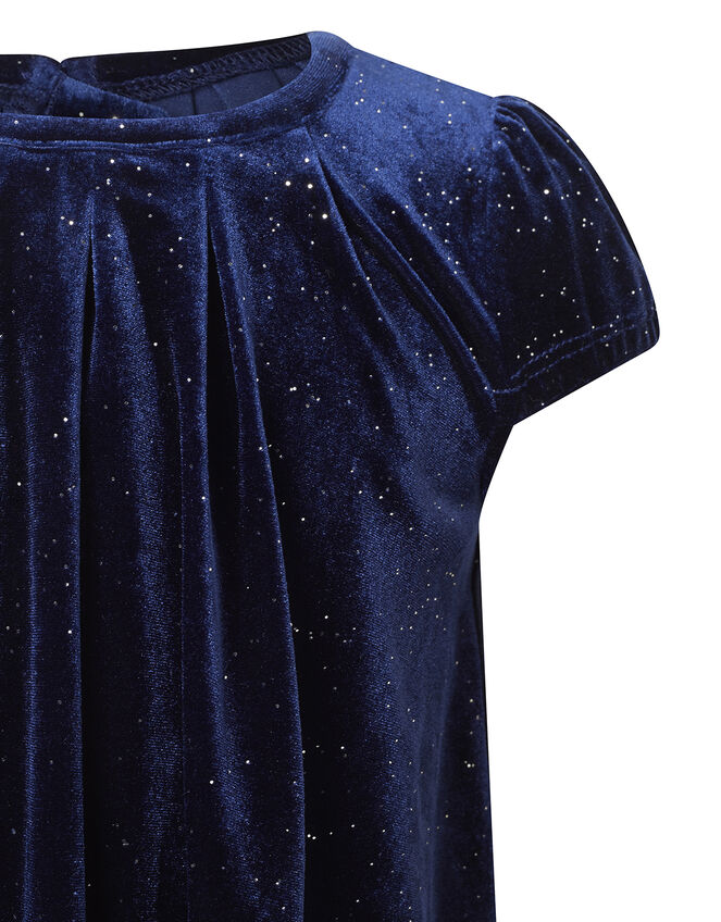 Baby Sparkle Velvet Dress with Recycled Fabric, Blue (NAVY), large