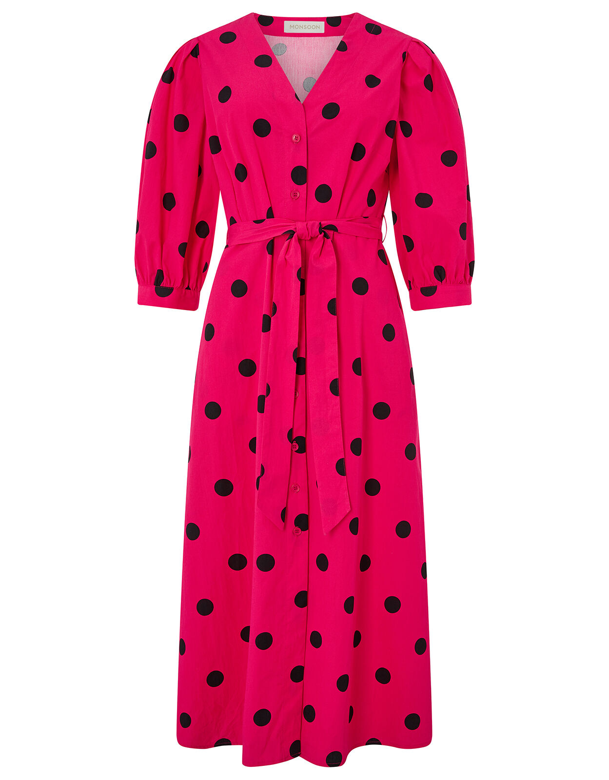 Spot Print Midi Dress Pink Day Dresses Monsoon ROI