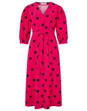 Spot Print Midi Dress, Pink (PINK), large