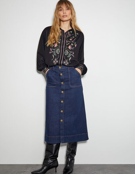 Sabrina Ornate Floral Print Shirt, Black (BLACK), large
