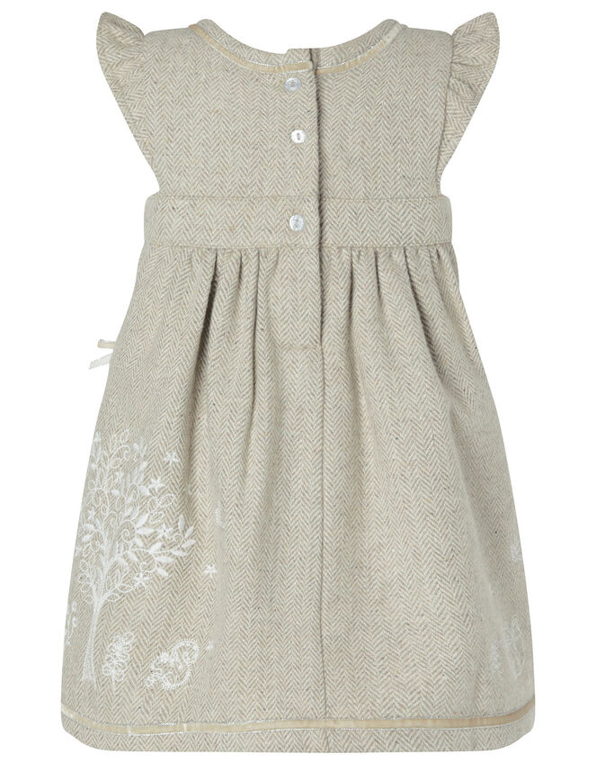 Baby Tweed Embroidered Dress, Brown (TAUPE), large