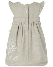 Baby Tweed Embroidered Dress, Brown (TAUPE), large
