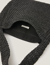 Hari Scoop Raffia Shoulder Bag, Black (BLACK), large