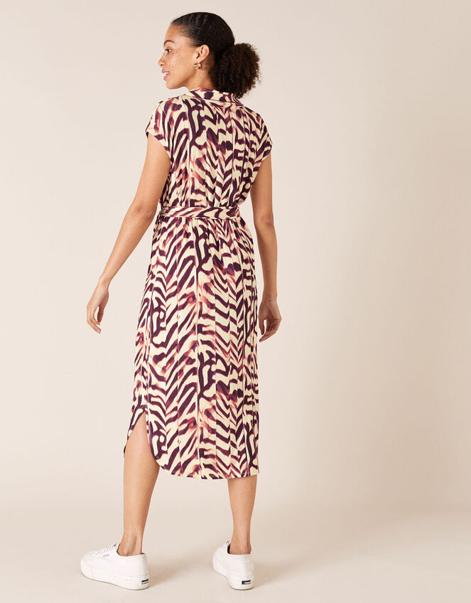 Animal Print Jersey Shirt Midi Dress, Red (RED), large