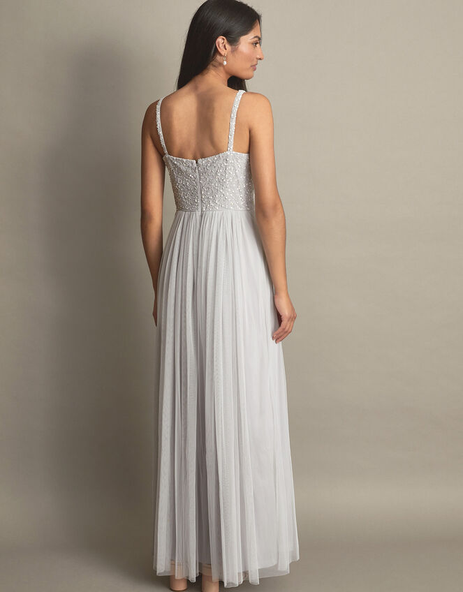 Anne Mesh Maxi Dress, Silver (SILVER), large