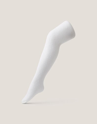 Semi-Sheer Spotty Tights, White (WHITE), large