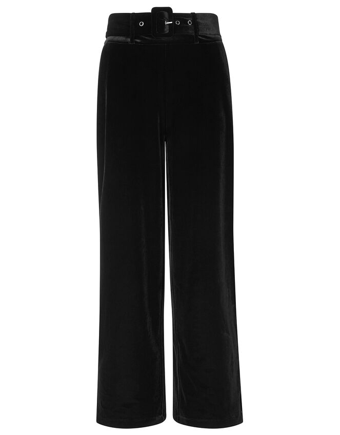 Victoria Velvet Wide Leg Trouser, Black (BLACK), large