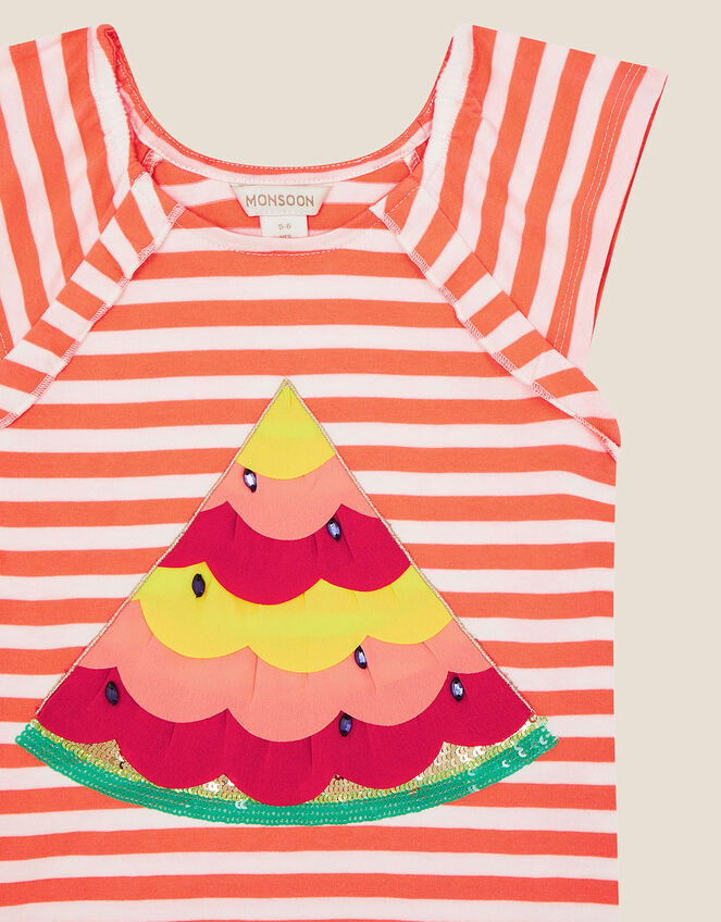 Sequin Watermelon Stripe Top, Orange (ORANGE), large