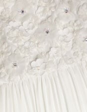 Delores Applique Floral Pleat Dress, Ivory (IVORY), large