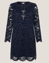 Verina Velvet Lace Mini Dress, Blue (MIDNIGHT), large