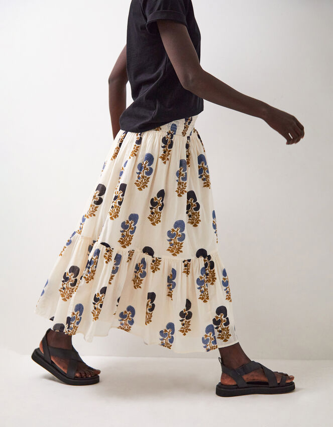 East Lucy Floral Midi Skirt, Blue (BLUE), large