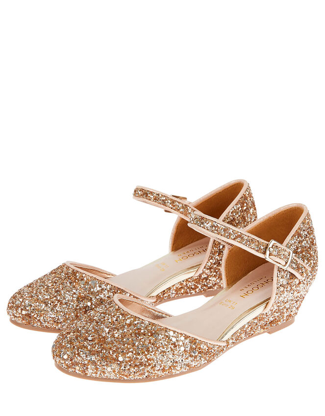 Olivia Glitter Wedges, Gold (ROSE GOLD), large