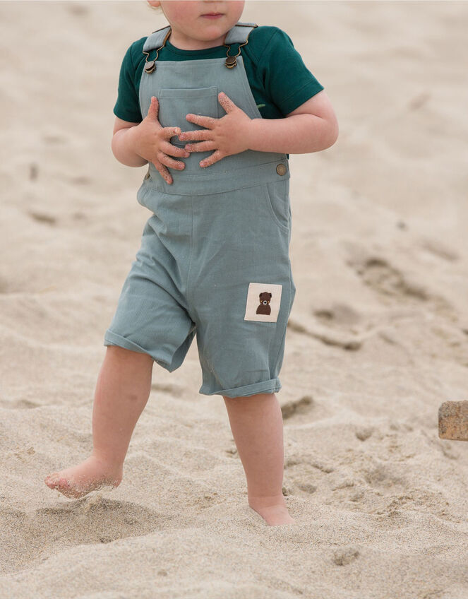 Little Green Radicals Soft Twill Short Dungarees, Blue (PALE BLUE), large