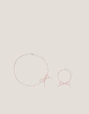 Beaded Bow Necklace & Bracelet Set, , large