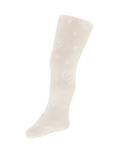 Baby Swirly Heart Flower Tights, Ivory (IVORY), large