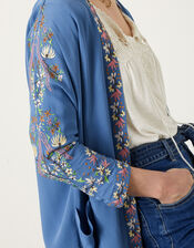Hermione Embellished Floral Kimono with Sustainable Viscose, Blue (BLUE), large