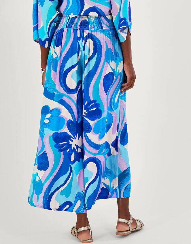 Swirl Print Cropped Trousers in LENZING™ ECOVERO™, Blue (BLUE), large