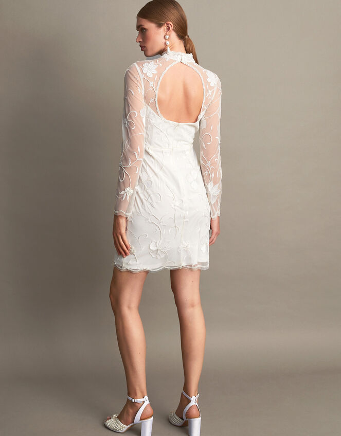 Krystyna Embroidered Short Wedding Dress, Ivory (IVORY), large