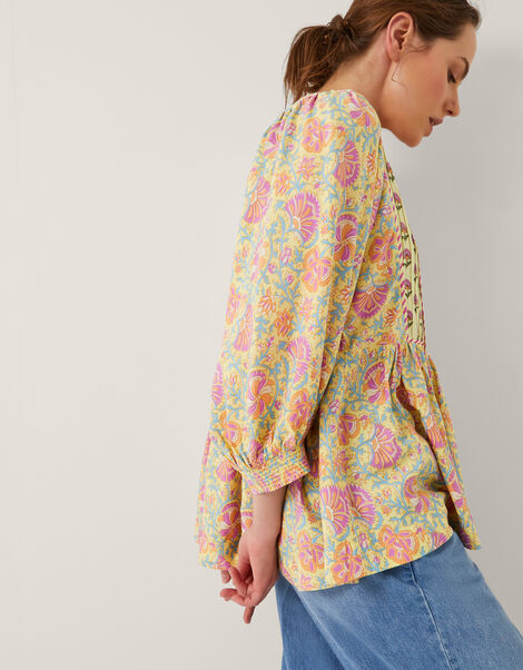 Betty Mix Floral Print Top, Yellow (YELLOW), large